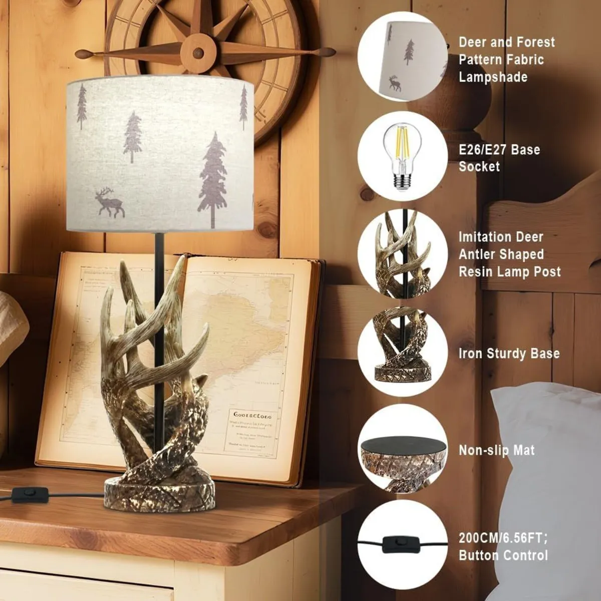 Resin Table Lamp Antler Tall for Living Room - Image 3