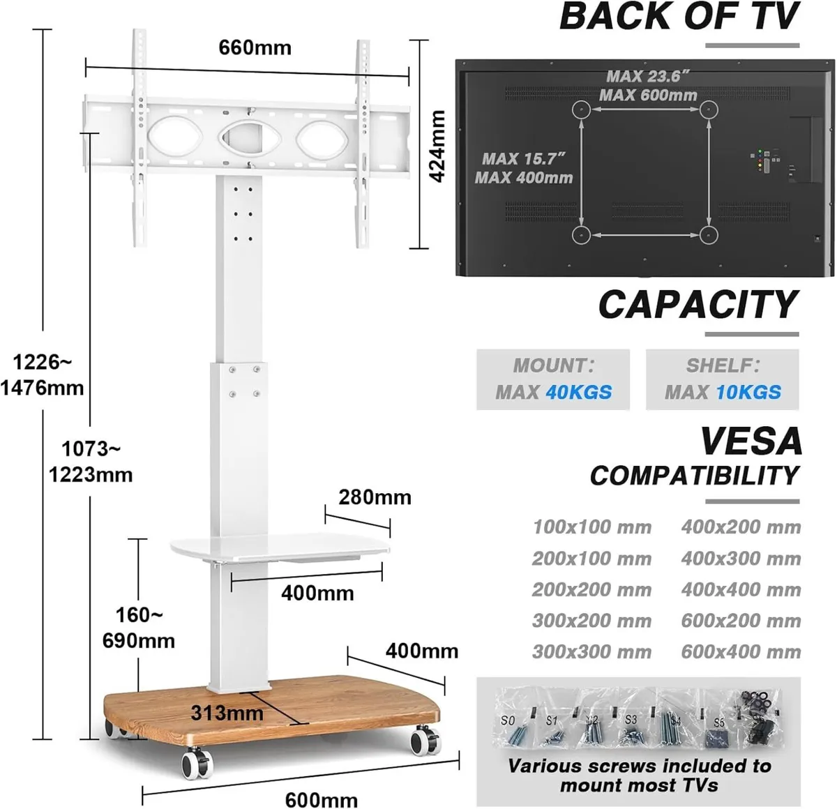 TV Stand for 32-65 Inch Tvs with Oak - Image 3