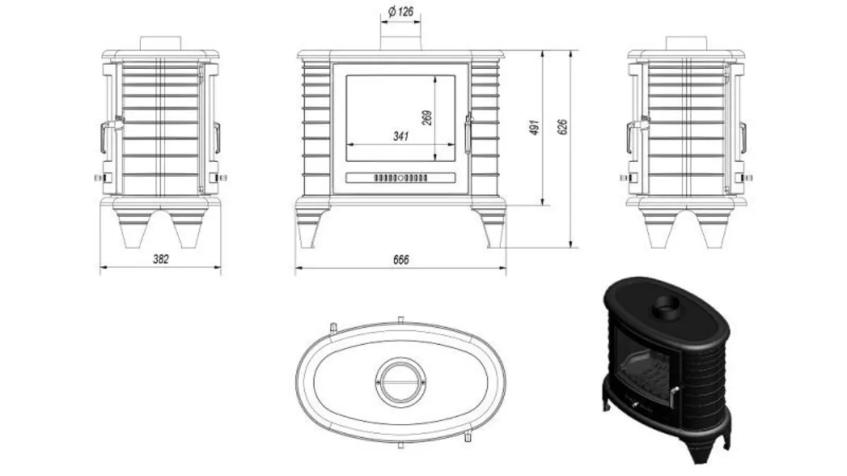 Koza K 8 Tunnel 9kW Double Sided Stove - Image 2