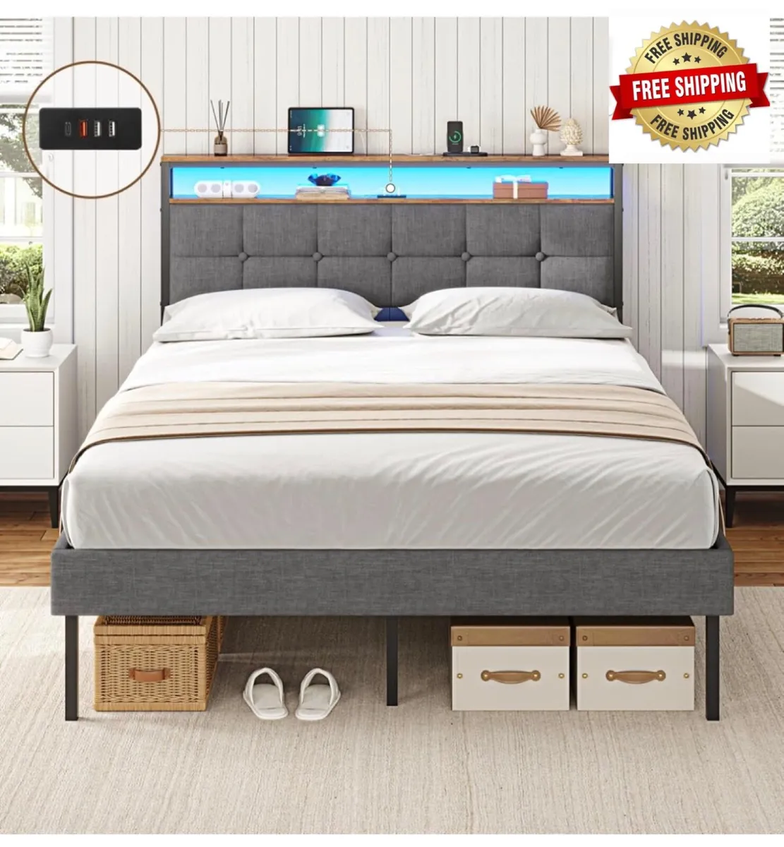 King Size Bed Frame 150x200 with Storage Upholster - Image 1