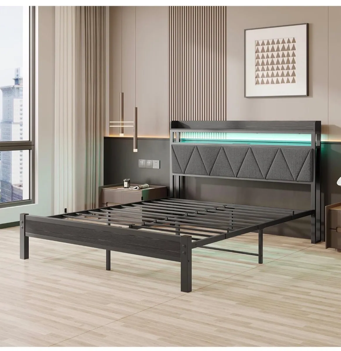 King Size Bed Frame with 5ft Upholstered Storage H - Image 3