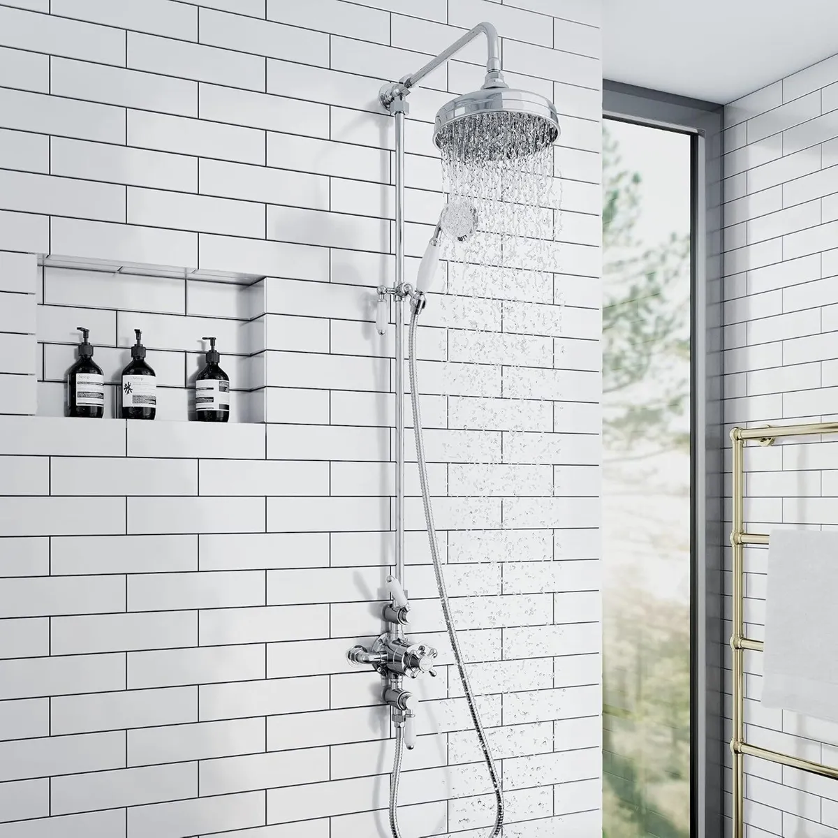 Downton Thermostatic 2 Outlet Shower System - Image 1