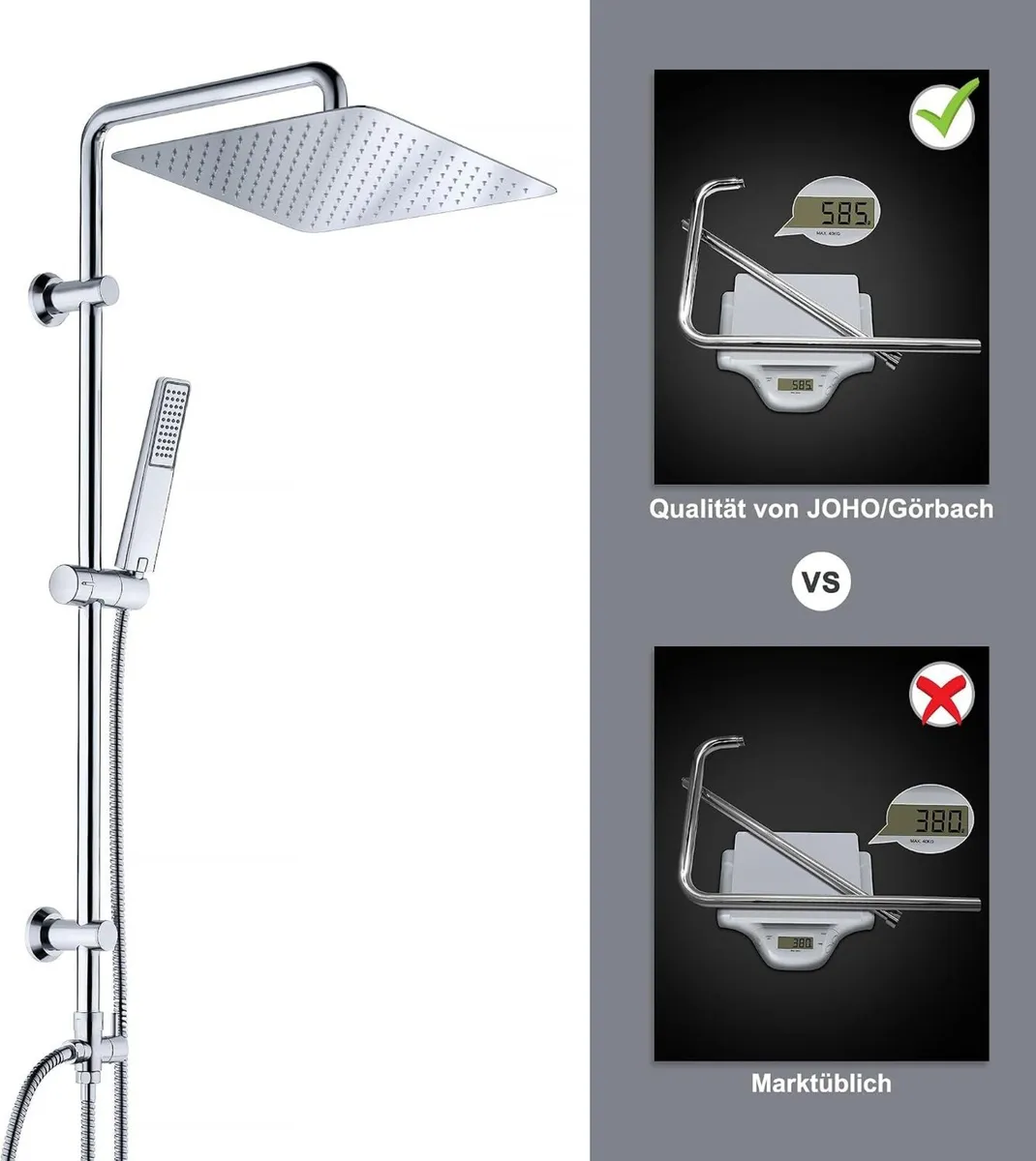 Shower Riser Rail with Height Adjustable 304 Sus - Image 2