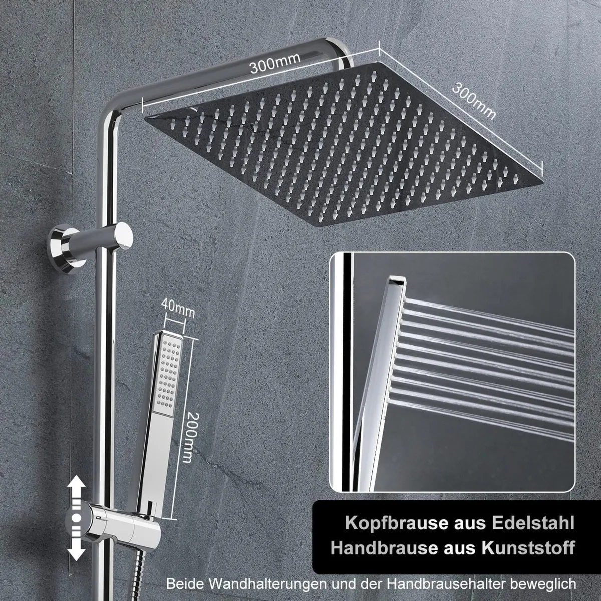 Shower Riser Rail with Height Adjustable 304 Sus - Image 4