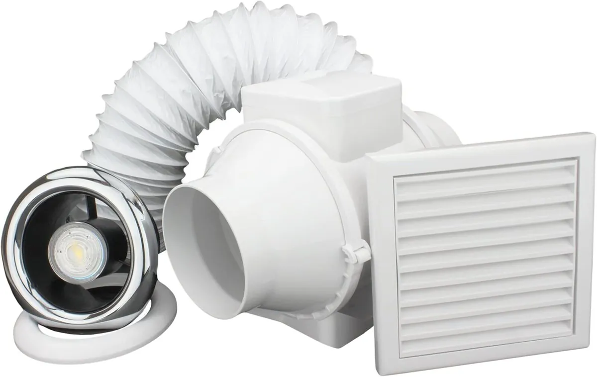 100MM Inline Bathroom Extractor Fan Kit with Timer - Image 1