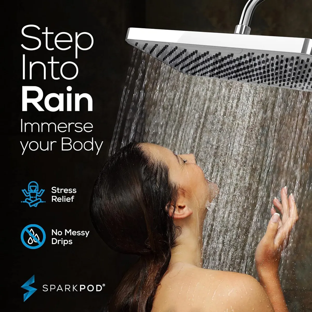 12 Inch Rectangle Rain Shower Head Ceiling Or - Image 2