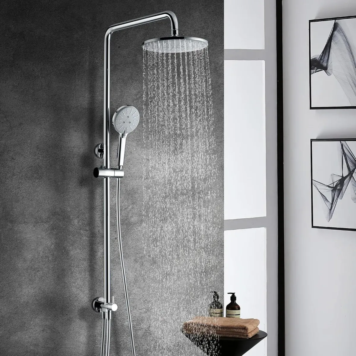 Shower Riser Rail Kit Stainless Steel 9” 23 - Image 1