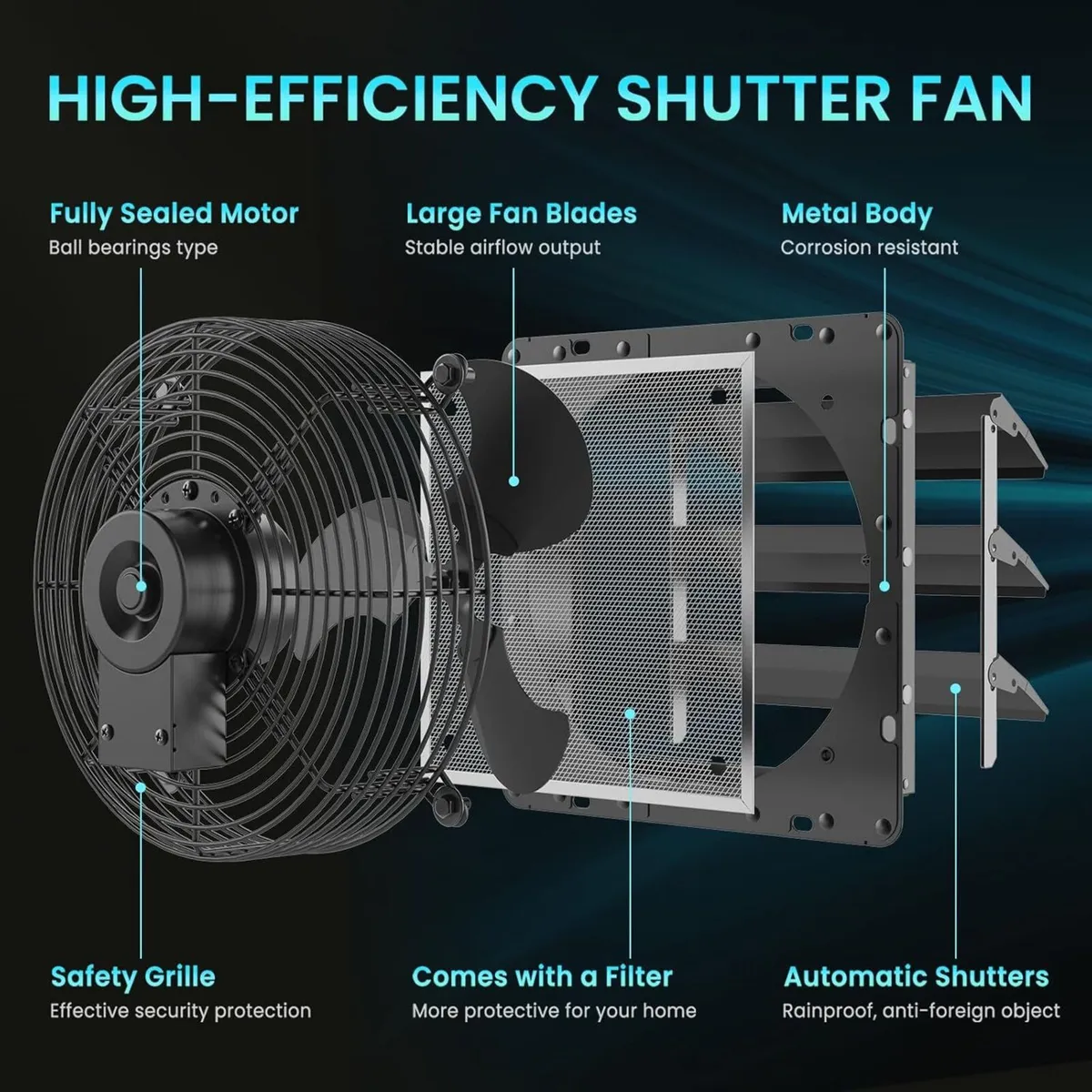 250MM Shutter Exhaust Fan with Speed Controller - Image 4