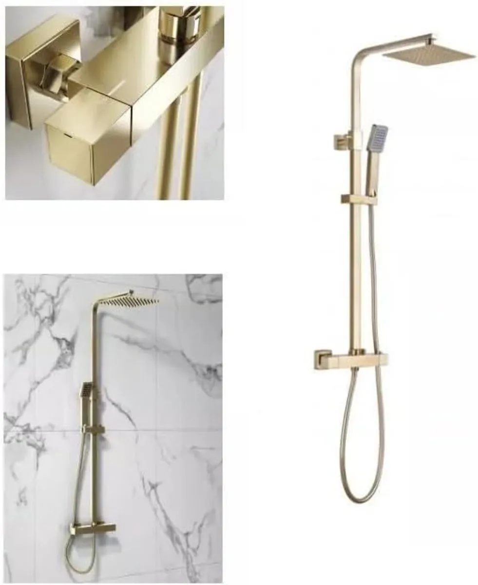 Lunar Brushed Brass Thermostatic Shower - Image 2