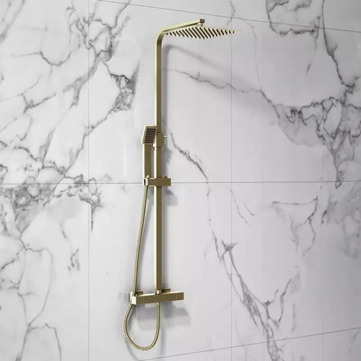 Lunar Brushed Brass Thermostatic Shower - Image 1
