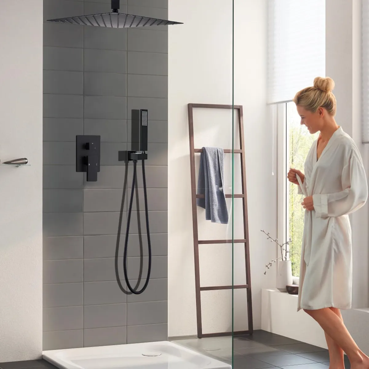 Matte Concealed Shower System Rainfall Head - Image 2