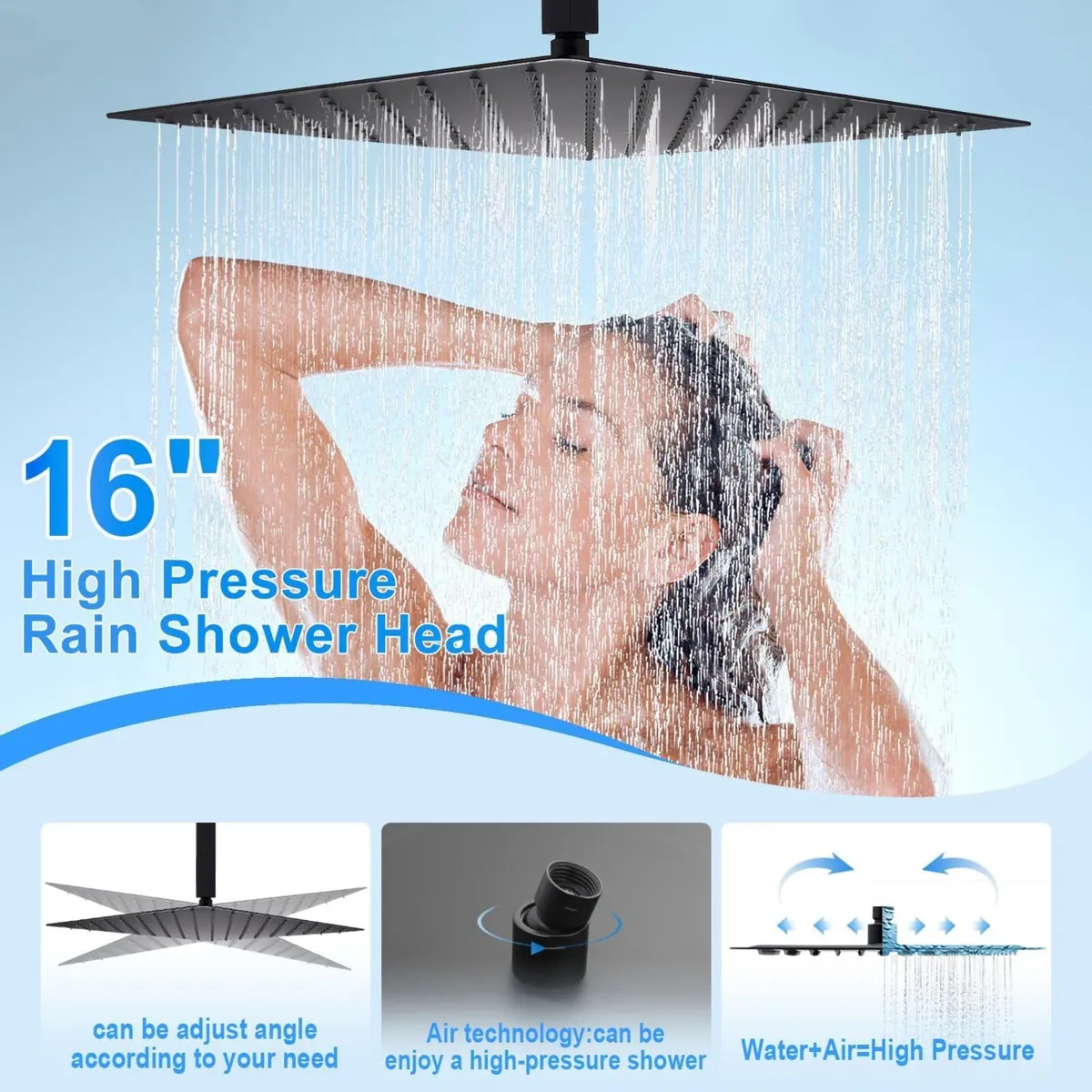 Matte Concealed Shower System Rainfall Head - Image 4