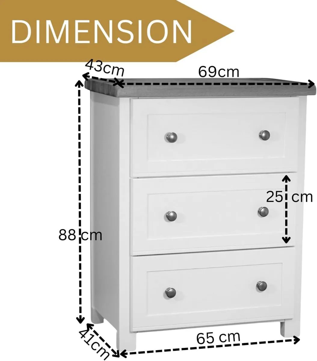 Furniture Chest with 3 Drawers Cashmere 3 Drawer - Image 2