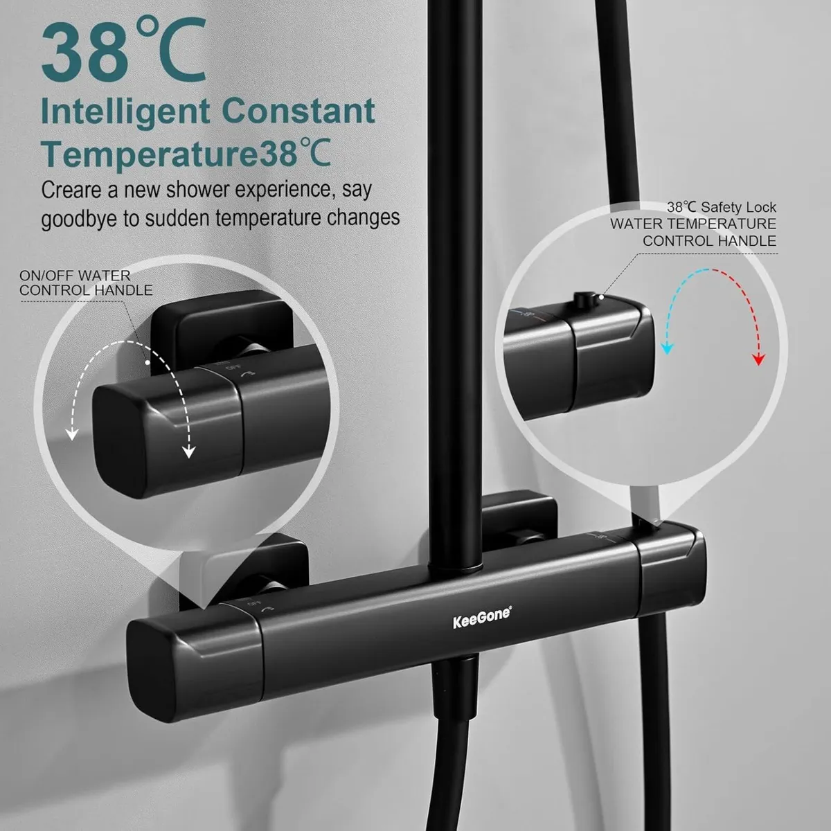 Thermostatic Shower Mixer Set Stainless Steel Bar - Image 2