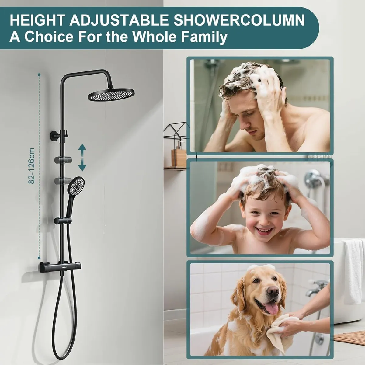 Thermostatic Shower Mixer Set Stainless Steel Bar - Image 3