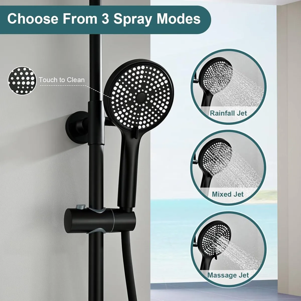 Thermostatic Shower Mixer Set Stainless Steel Bar - Image 4