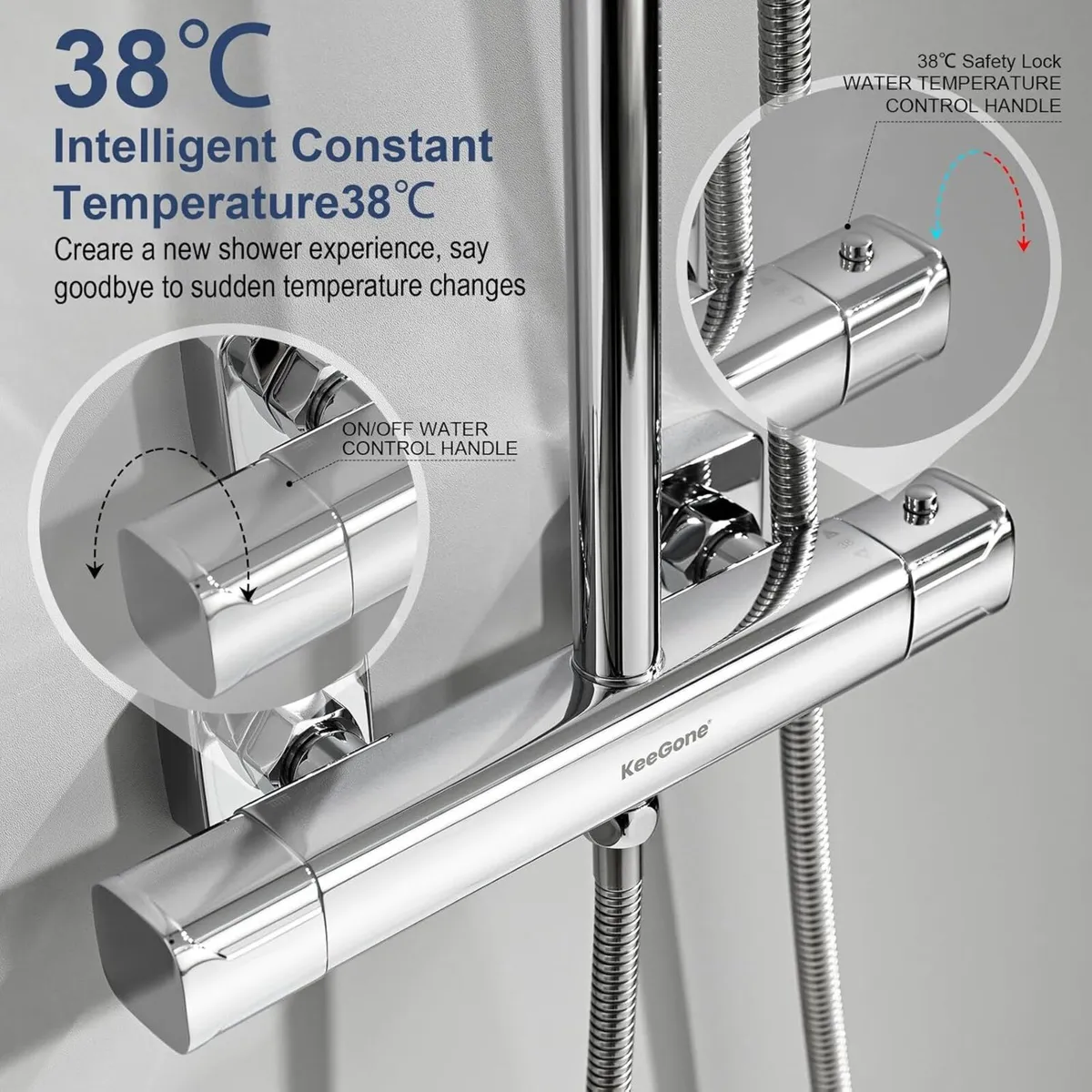 Thermostatic Shower Mixer Set Stainless Steel Bar - Image 2