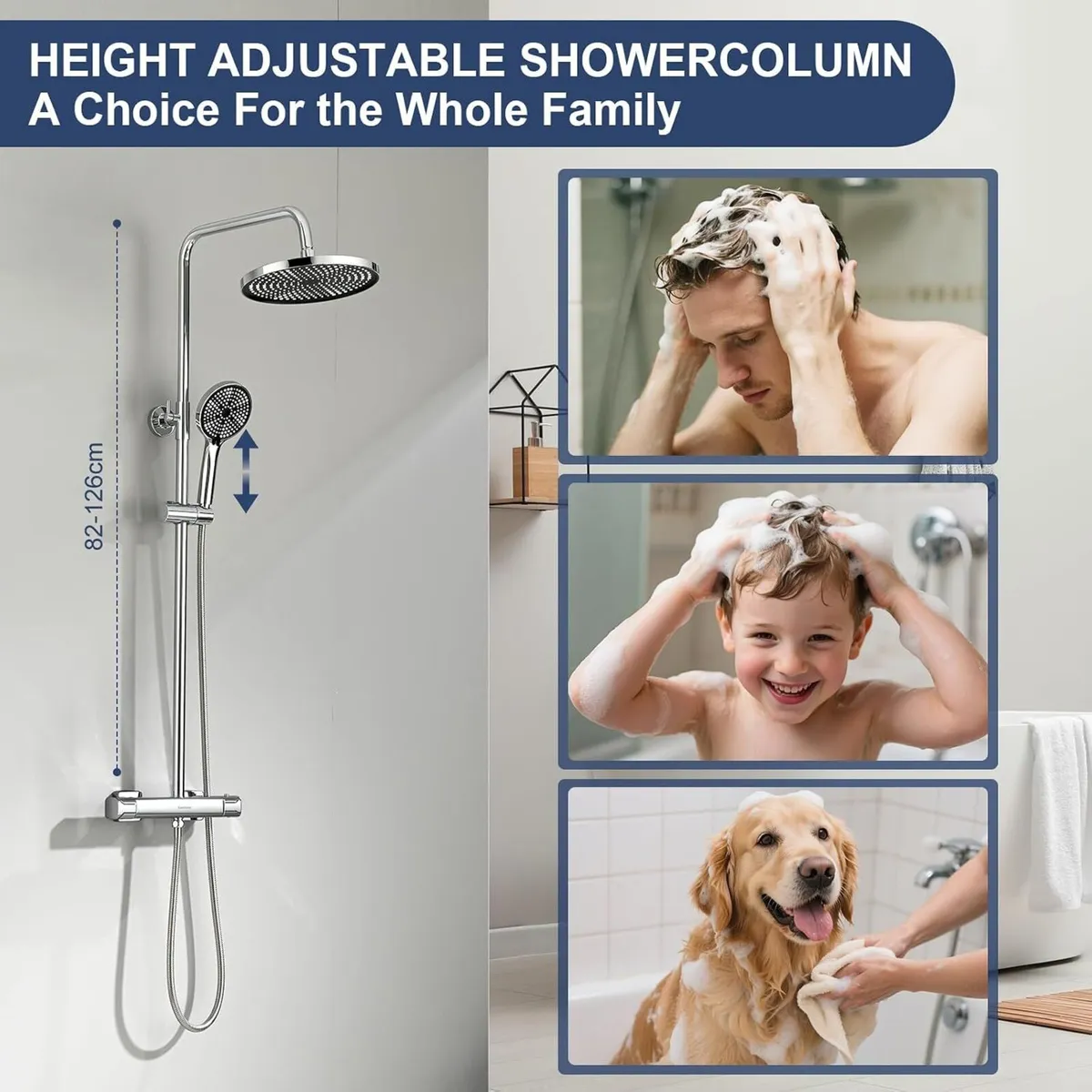 Thermostatic Shower Mixer Set Stainless Steel Bar - Image 3