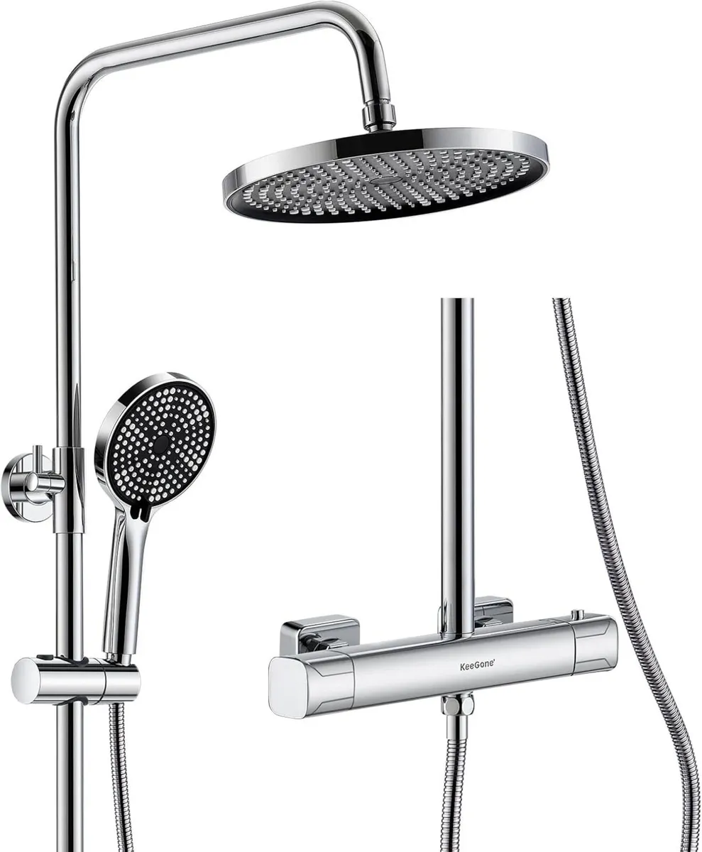 Thermostatic Shower Mixer Set Stainless Steel Bar - Image 1