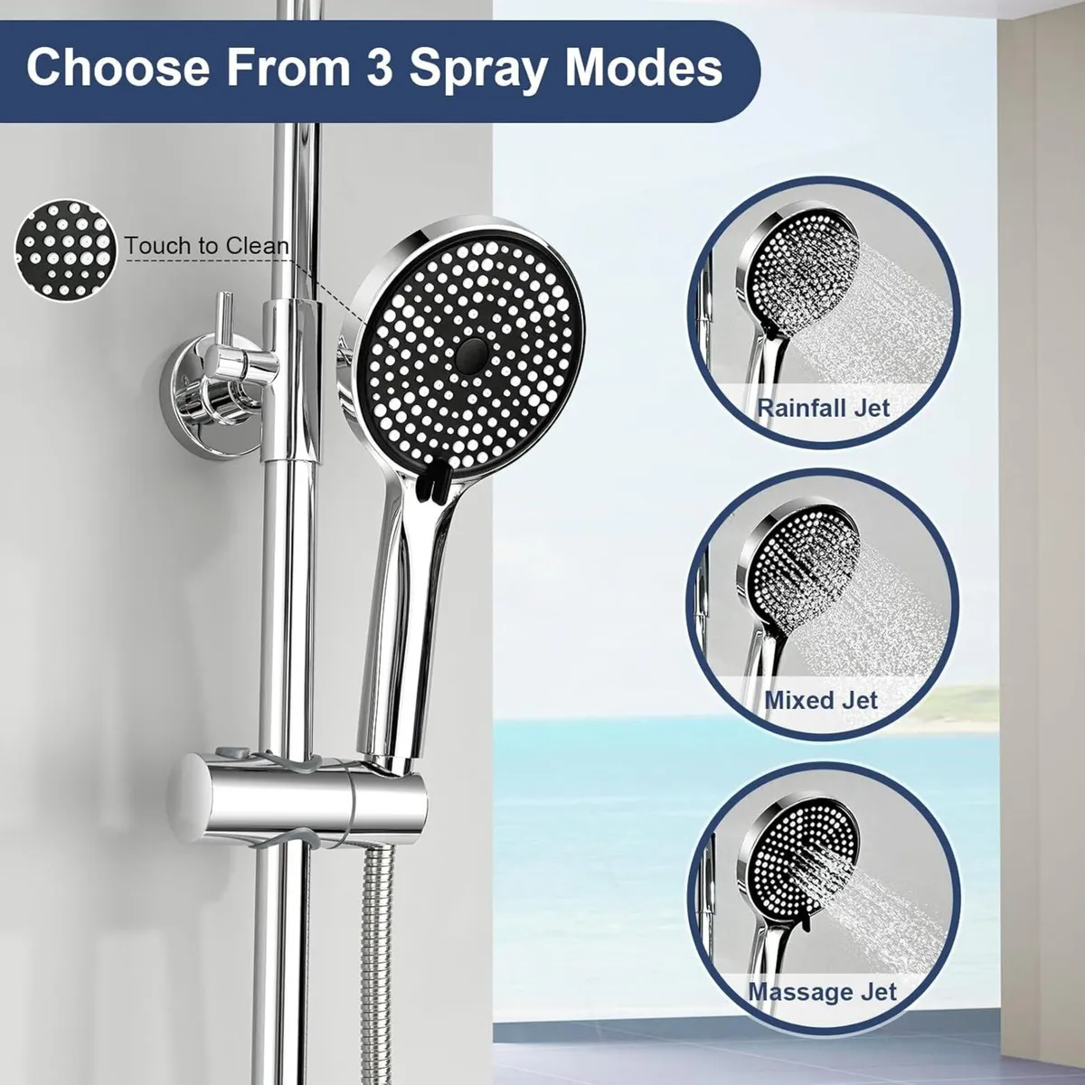 Thermostatic Shower Mixer Set Stainless Steel Bar - Image 4