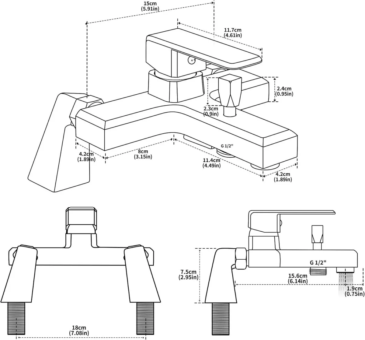 Bath Shower Mixer Tap Single Lever Bathtub - Image 3