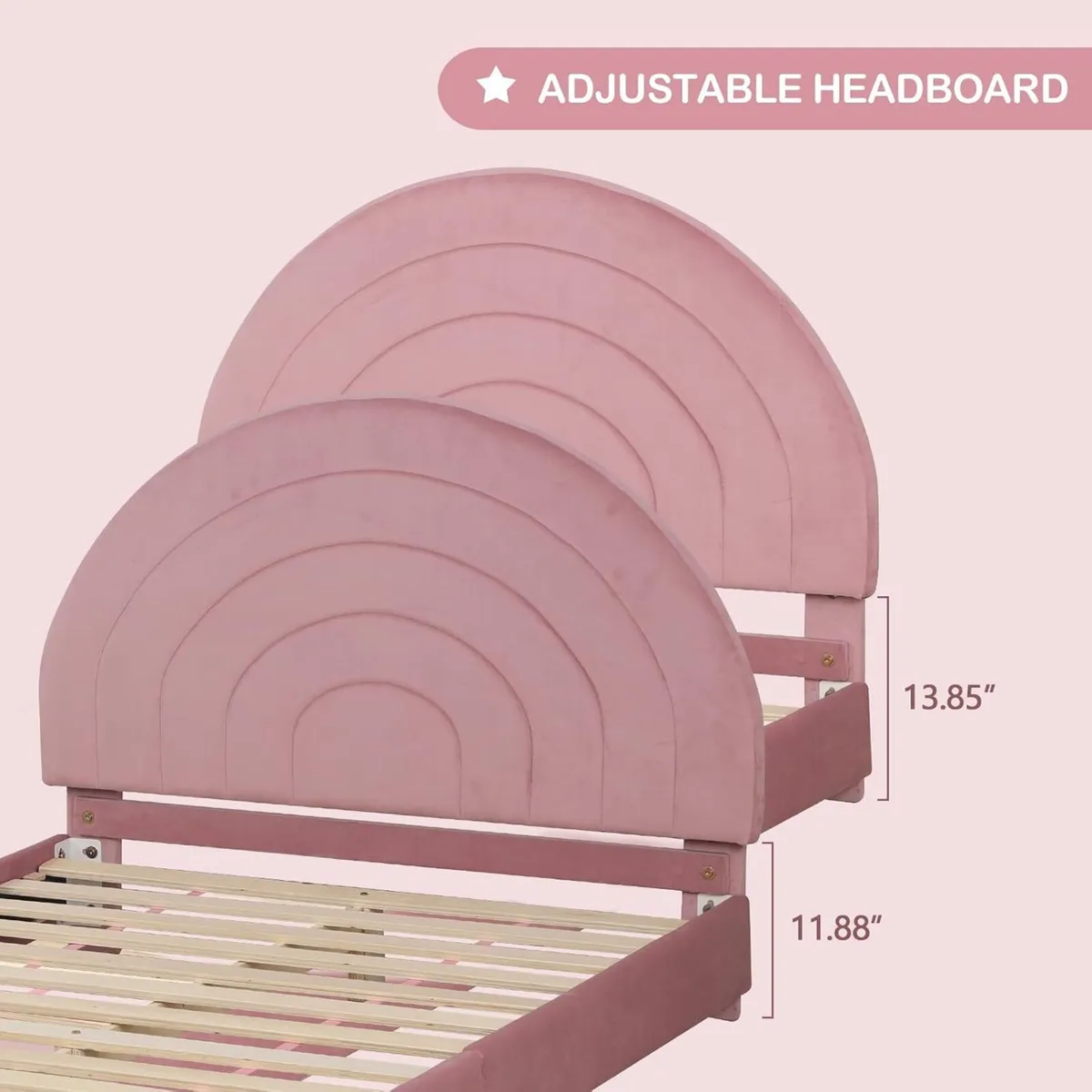 Velvet Wooden Kids Bed Children Frame - Image 3