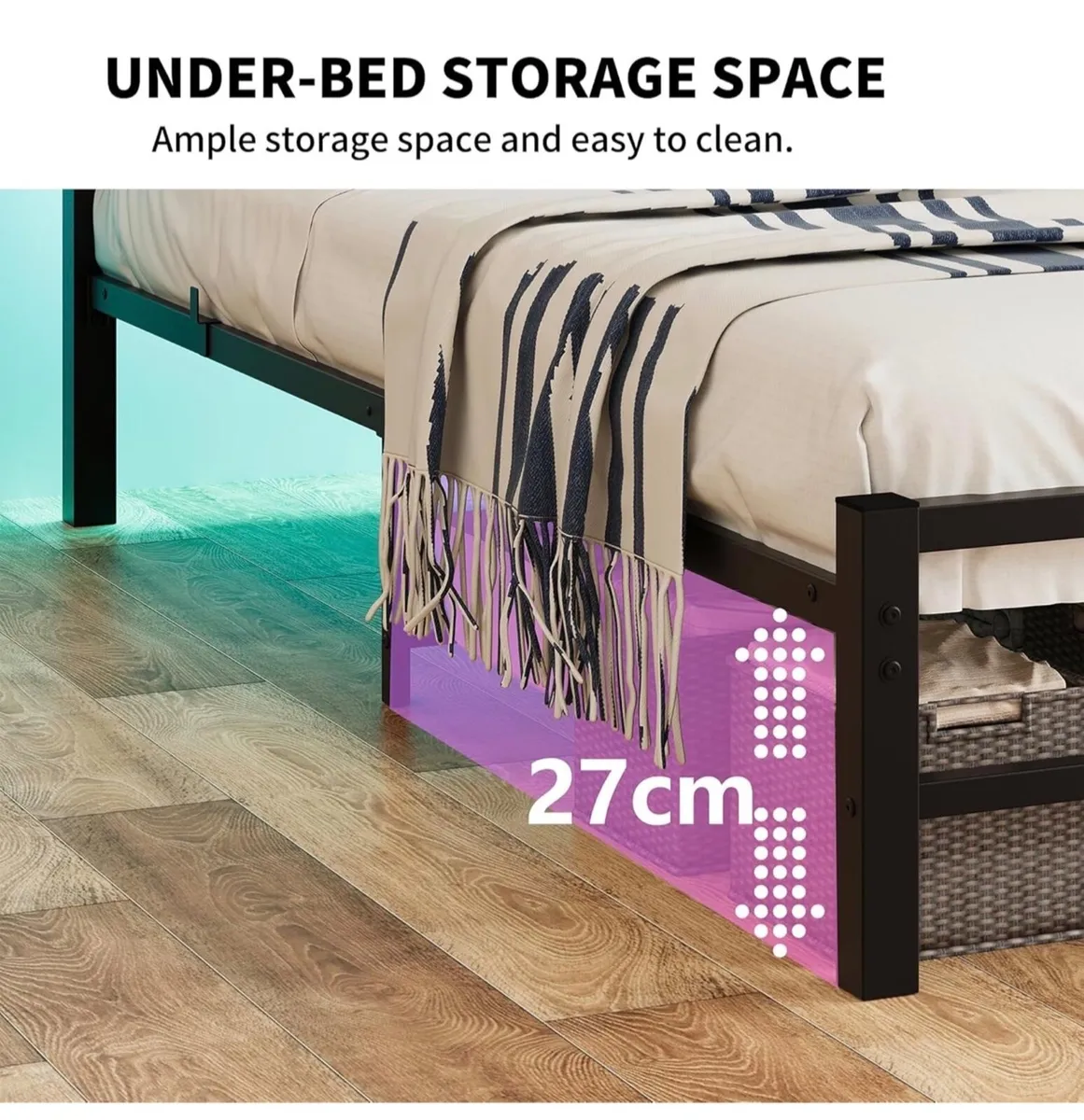 King Size Bed Frame with Storage Headboard, 5ft Up - Image 2
