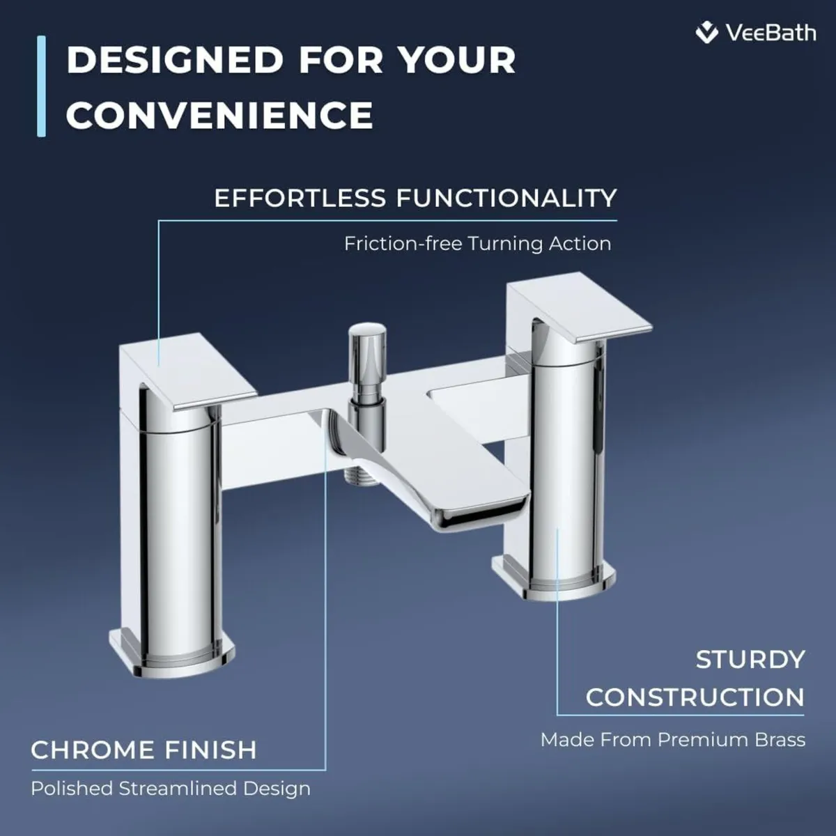 Soft Square Bath Shower Mixer Chrome Finish - Image 3