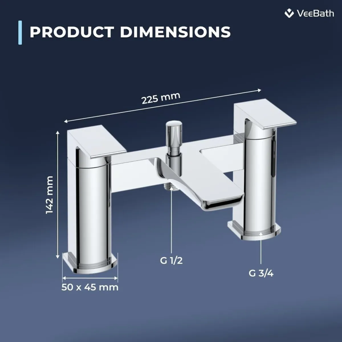 Soft Square Bath Shower Mixer Chrome Finish - Image 2