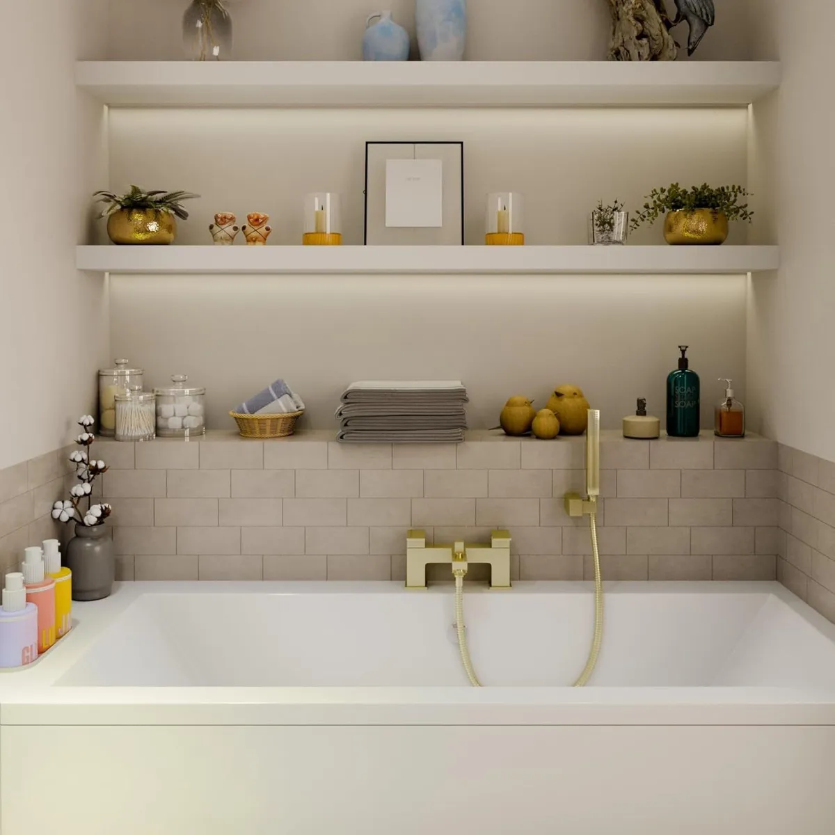 Mist Bath Shower Mixer Brushed Brass Finish - Image 2
