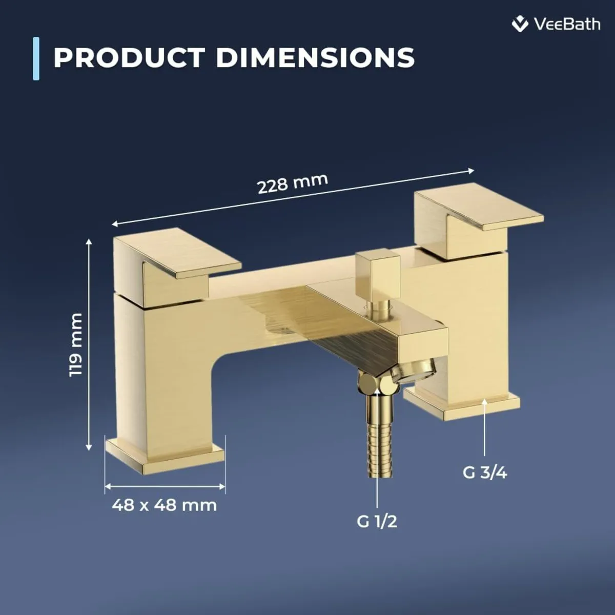Mist Bath Shower Mixer Brushed Brass Finish - Image 3
