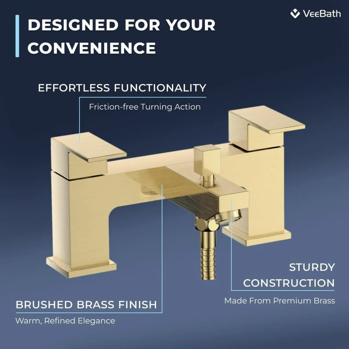Mist Bath Shower Mixer Brushed Brass Finish - Image 4