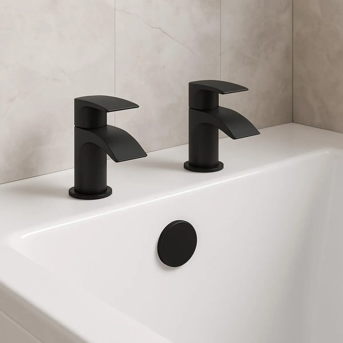 Belantia Matt Bath Taps Pair of Finish Hot - Image 1