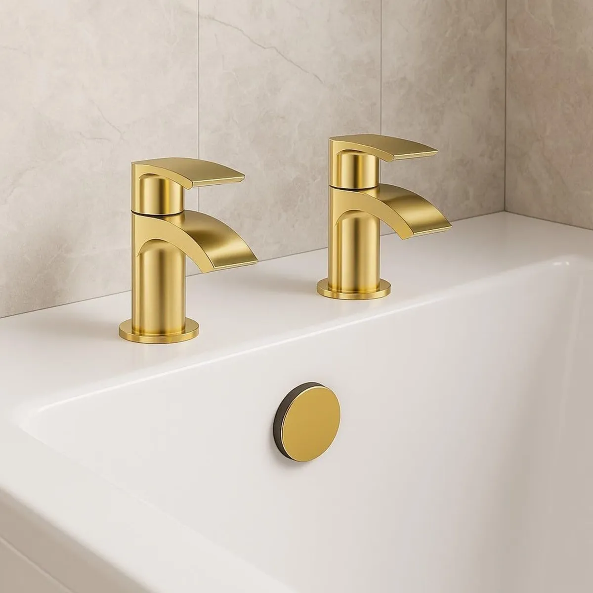Belantia Brushed Brass Bath Taps Pair of Finish