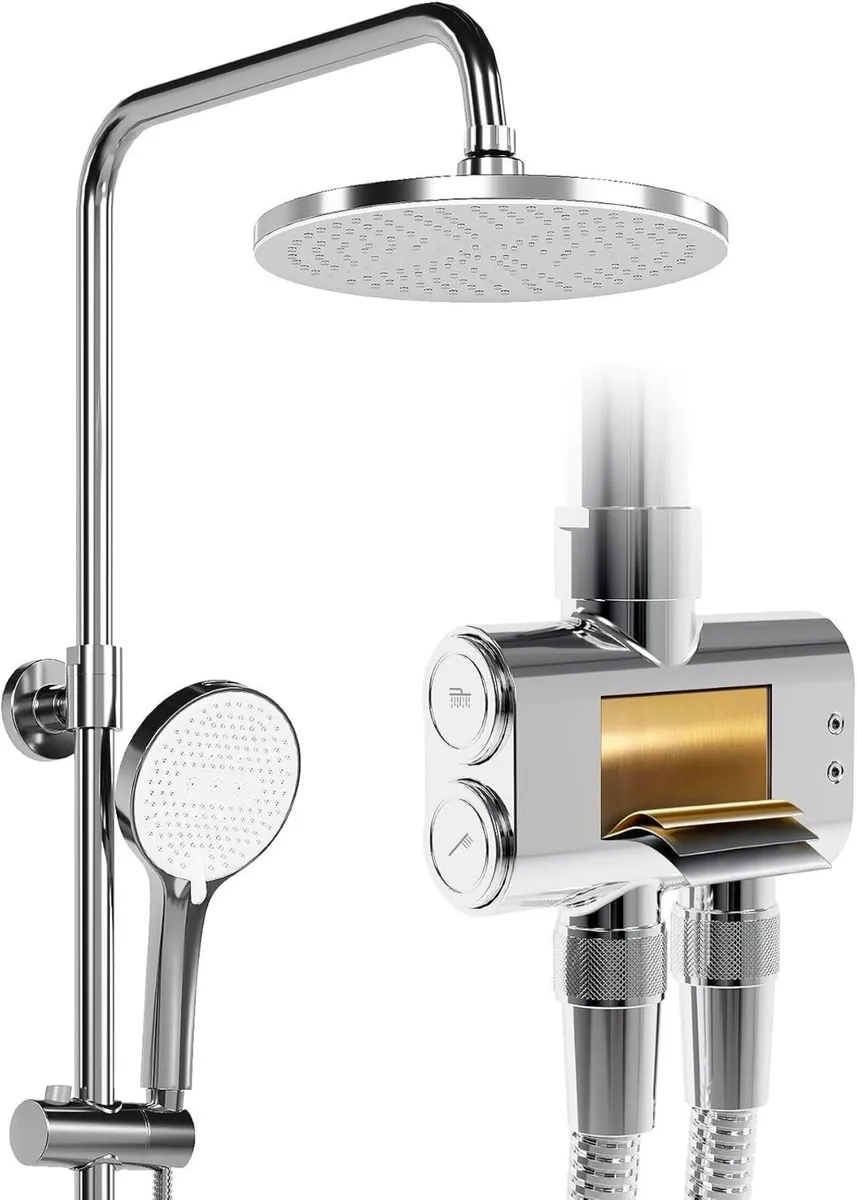 Shower Riser Rail Kit with 10" Rainfall Head - Image 1
