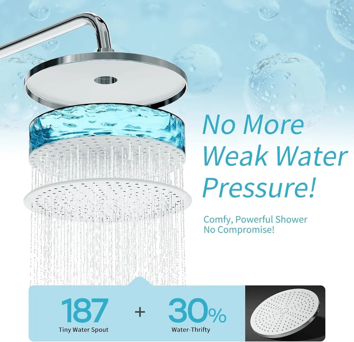 Shower Riser Rail Kit with 10" Rainfall Head - Image 3