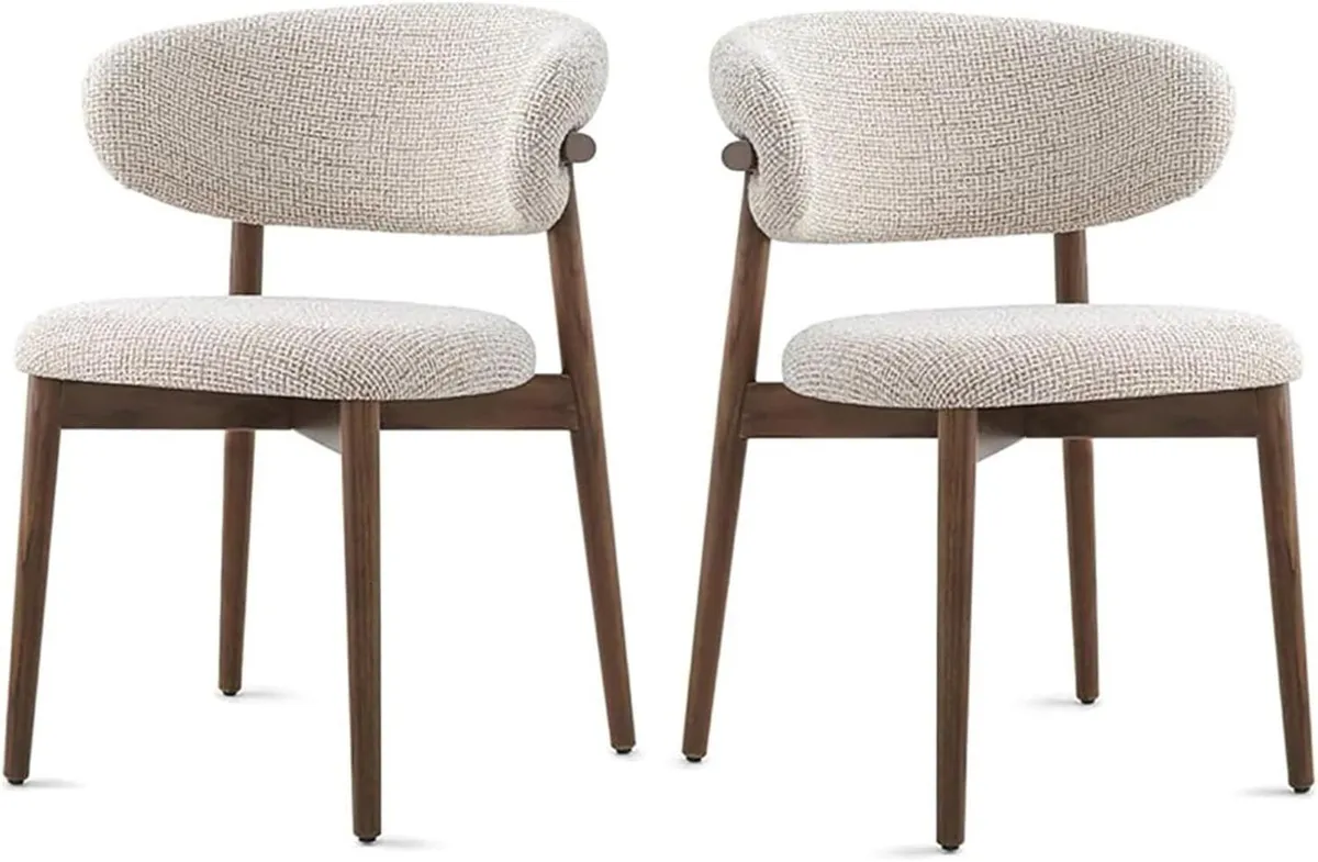 Modern Dining Chairs Linen Upholstered Kitchen - Image 1