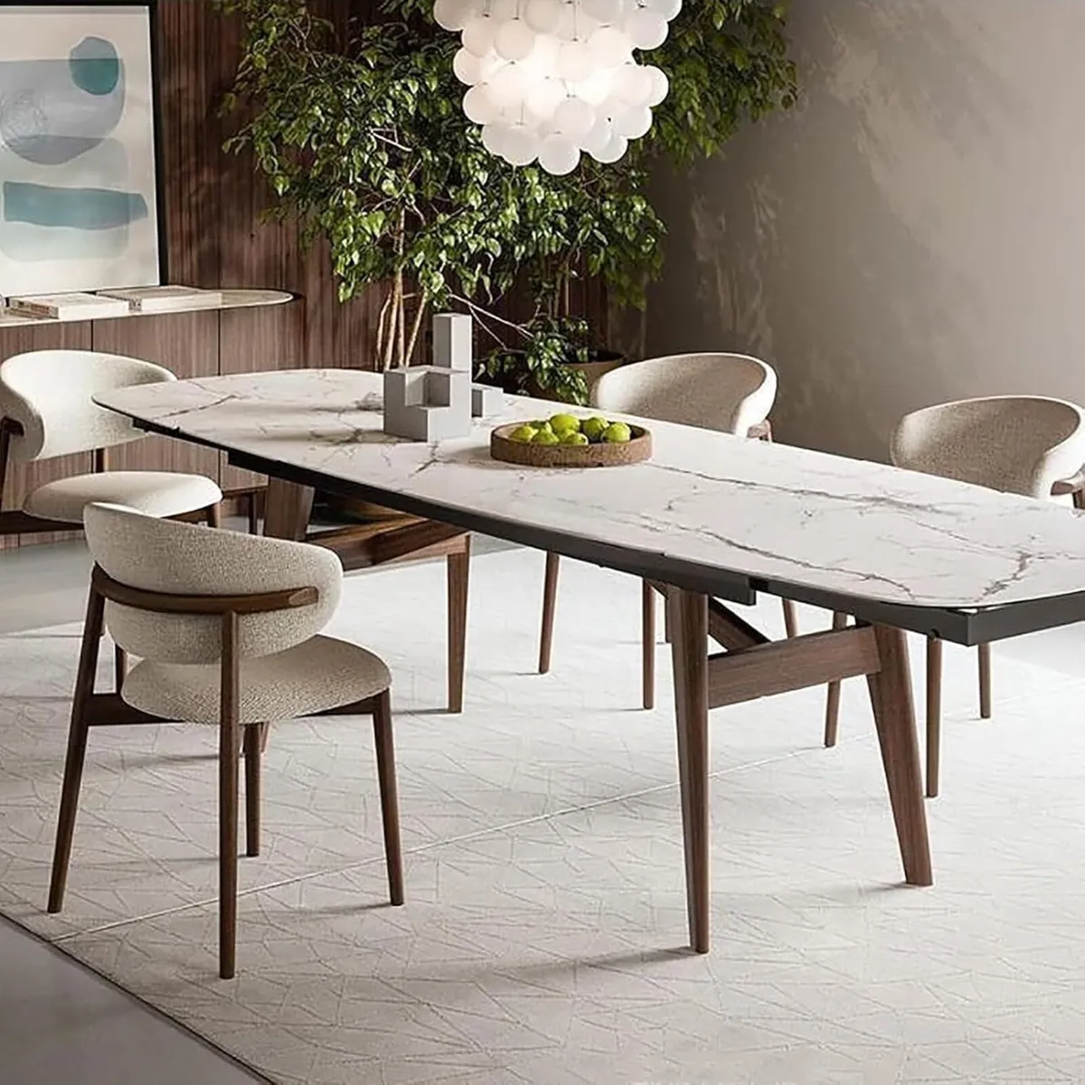 Modern Dining Chairs Linen Upholstered Kitchen - Image 2