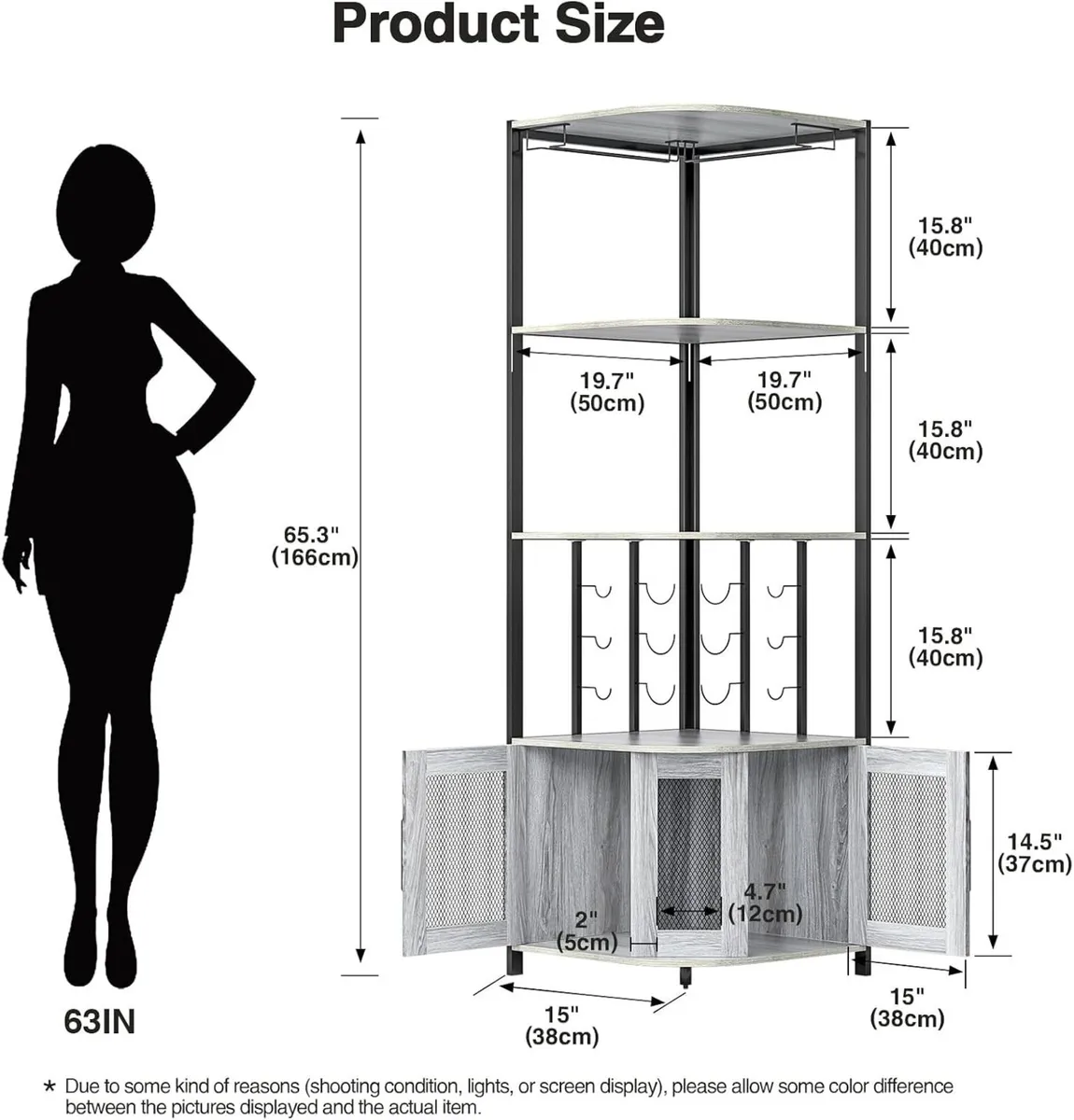 Corner Bar Cabinet with Glass Holder 4 Tier - Image 3
