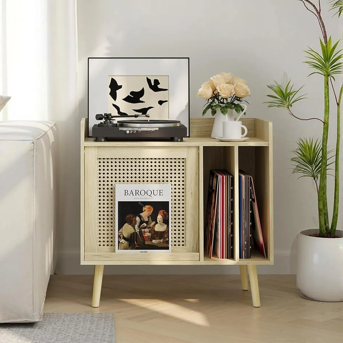 Record Player Stand Vinyl Storage Cabinet - Image 1