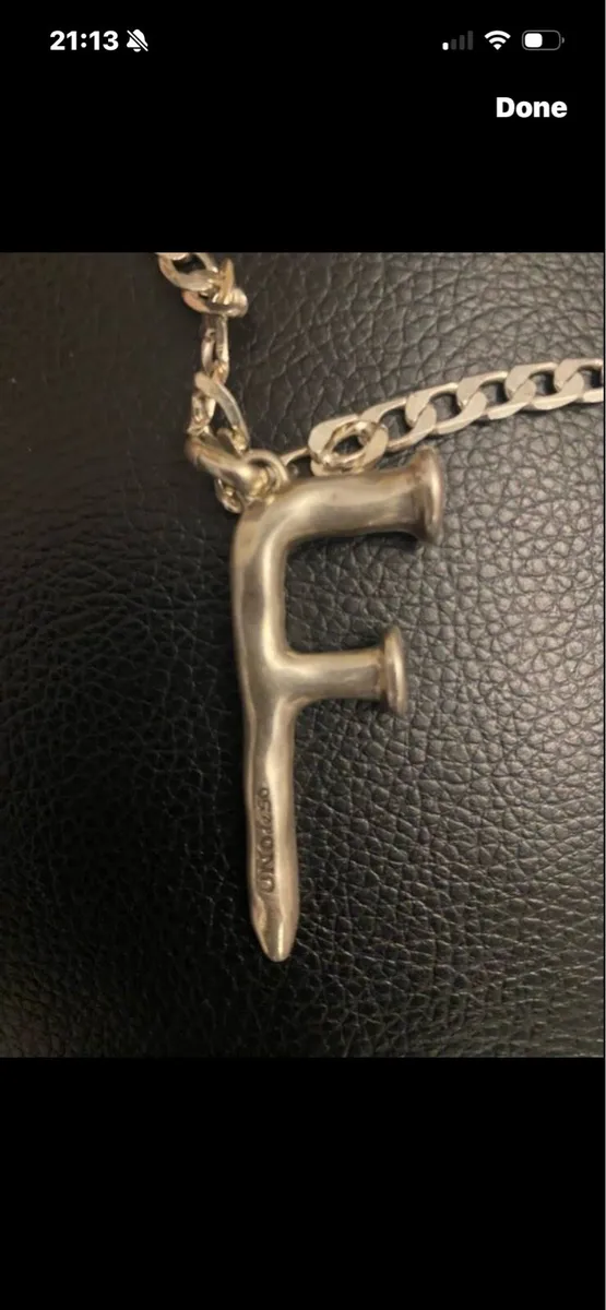 Large ‘F’ Initial on Silver Chain - Image 2