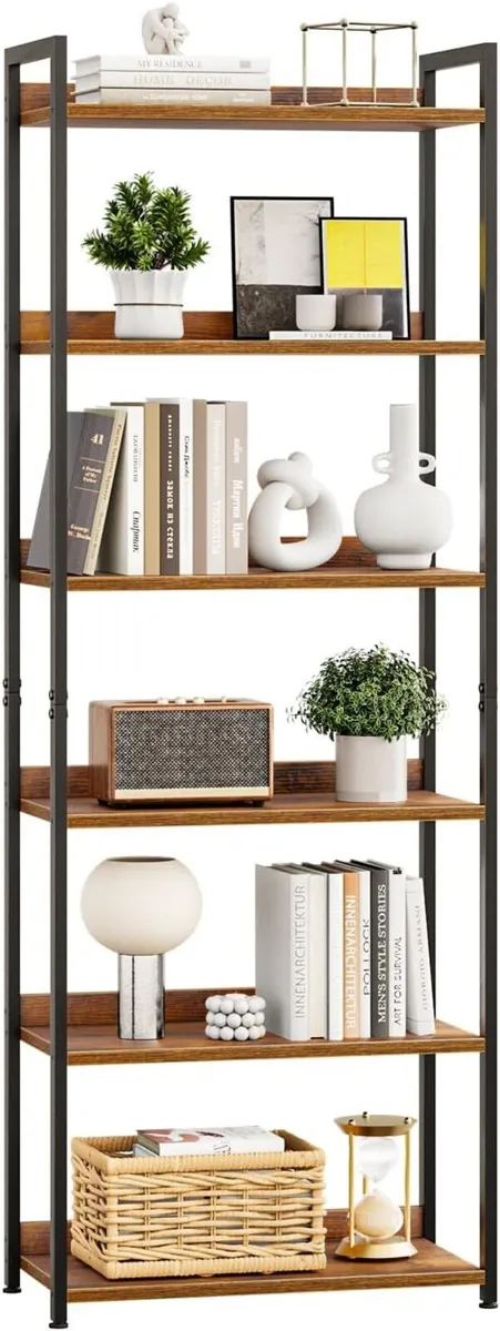 6 Tier Bookshelf Open-Shelf Bookcase - Image 1
