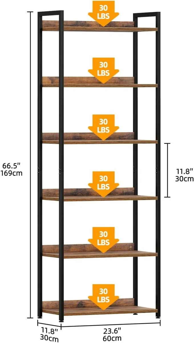 6 Tier Bookshelf Open-Shelf Bookcase - Image 3