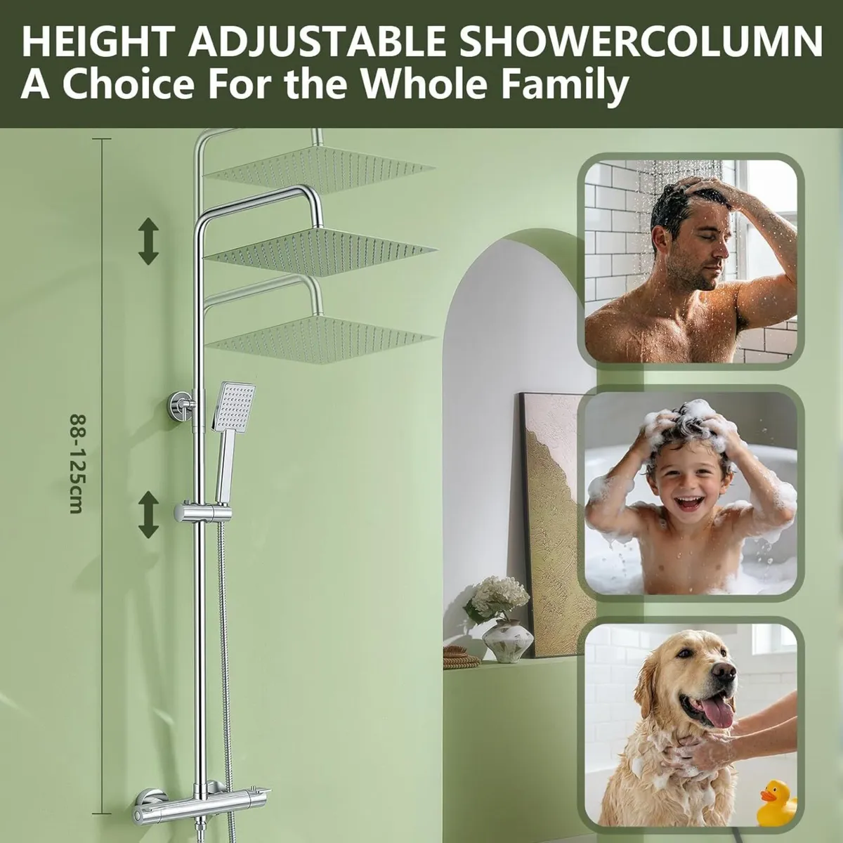 Thermostatic Shower System Stainless Steel 12" - Image 4