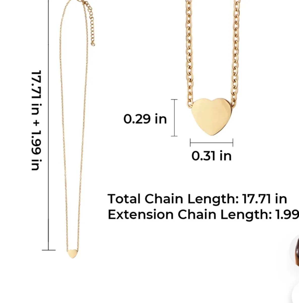 Gold Stainless steel Heart Necklace - Image 4