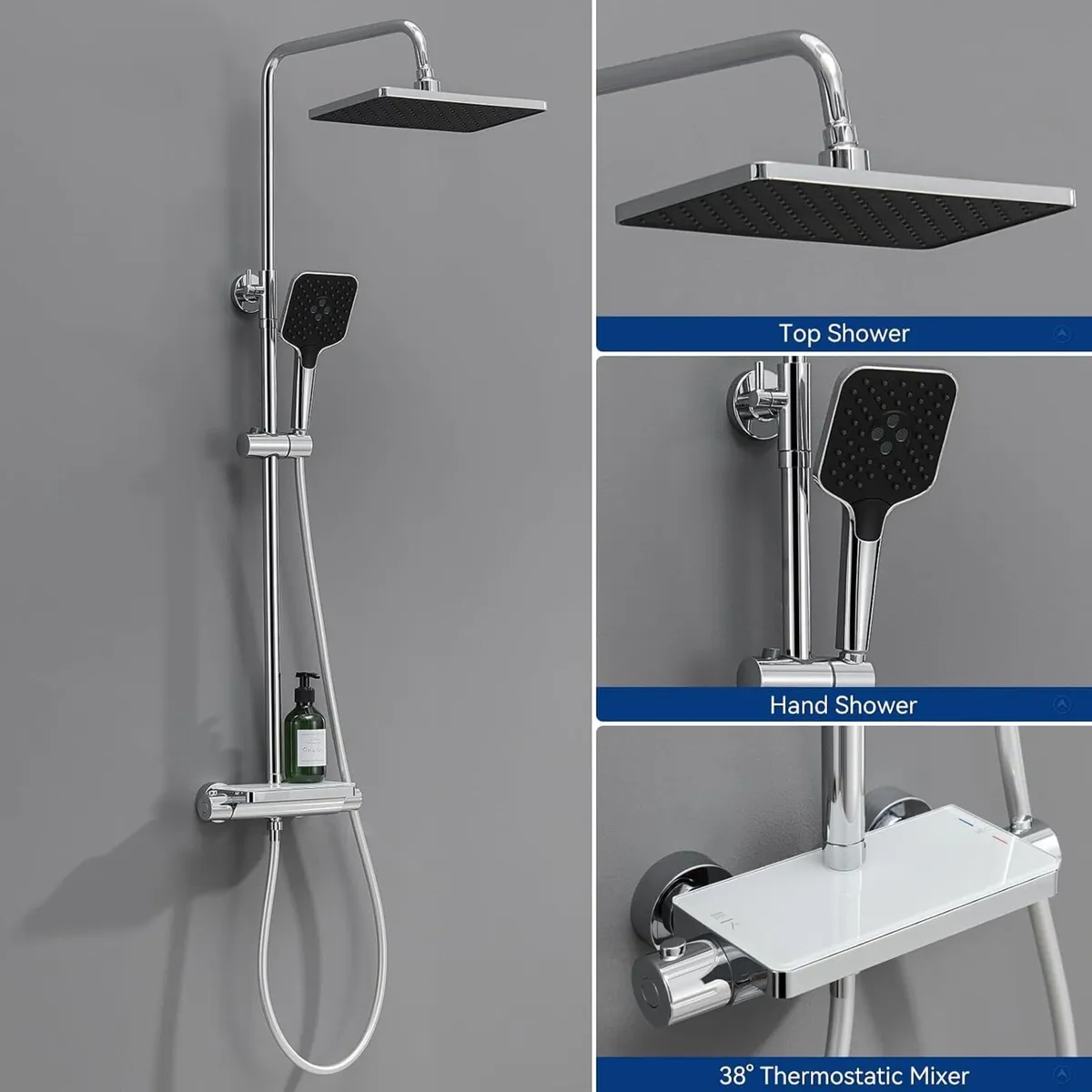 Thermostatic Shower Mixer Set Rainfall Head - Image 3