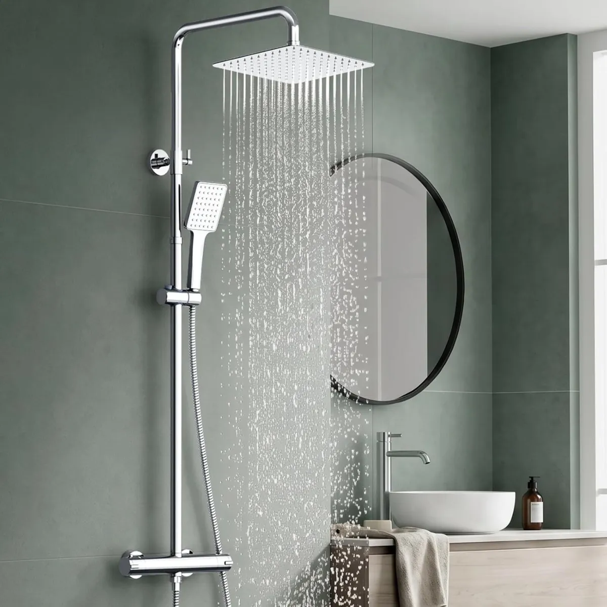 Thermostatic Shower Mixer Set Stainless Steel - Image 1