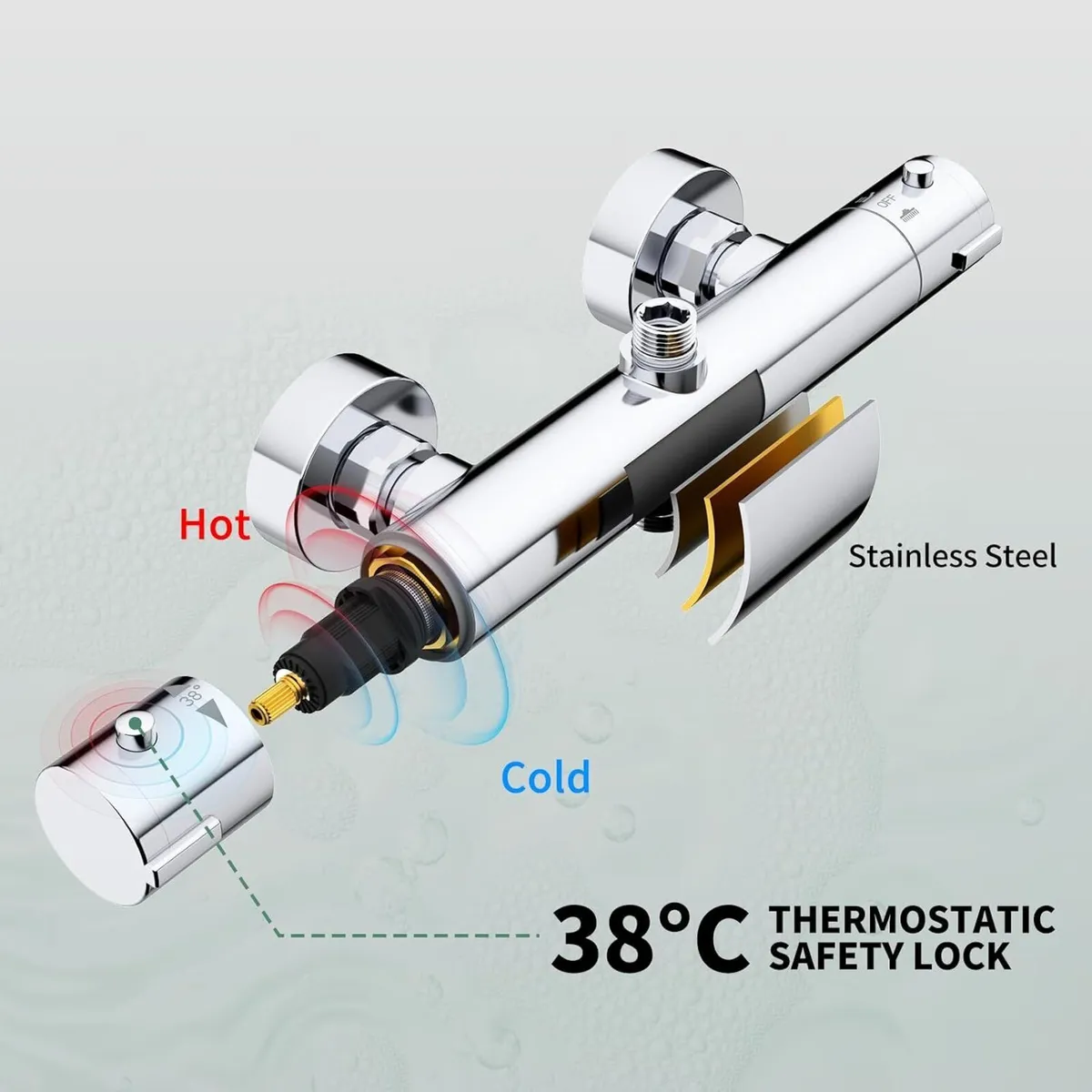 Thermostatic Shower Mixer Set Stainless Steel - Image 4