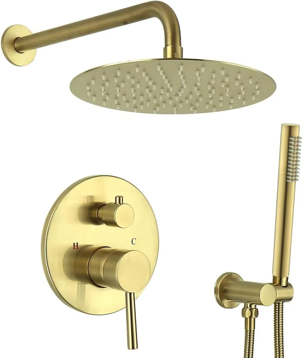 12 Inch Brass Shower System Wall Mounted Concealed - Image 1
