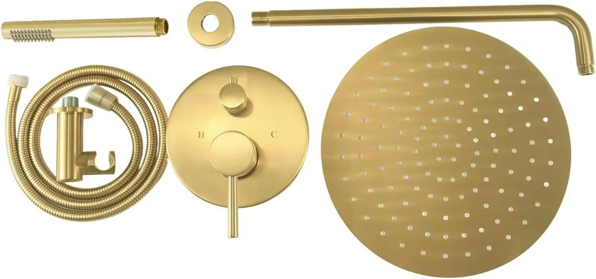 12 Inch Brass Shower System Wall Mounted Concealed - Image 2